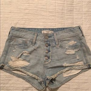 Abercrombie and Fitch distressed button up shorts